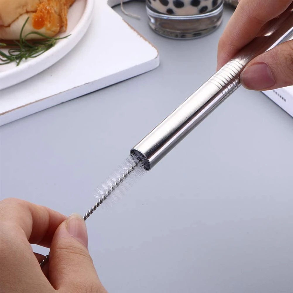 Cọ Vệ Sinh Ống Hút Bằng Thép Không Gỉ Có Thể Tái Sử Dụng Tiện Lợi