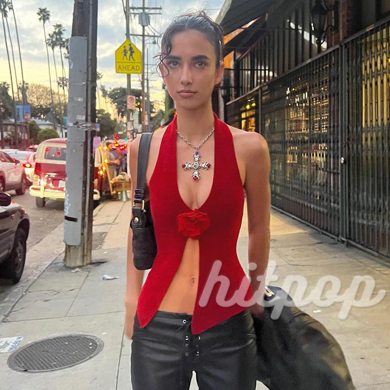 Áo Croptop Hai Dây Hở Lưng Họa Tiết Hoa Thời Trang Mùa Hè Dành Cho Nữ