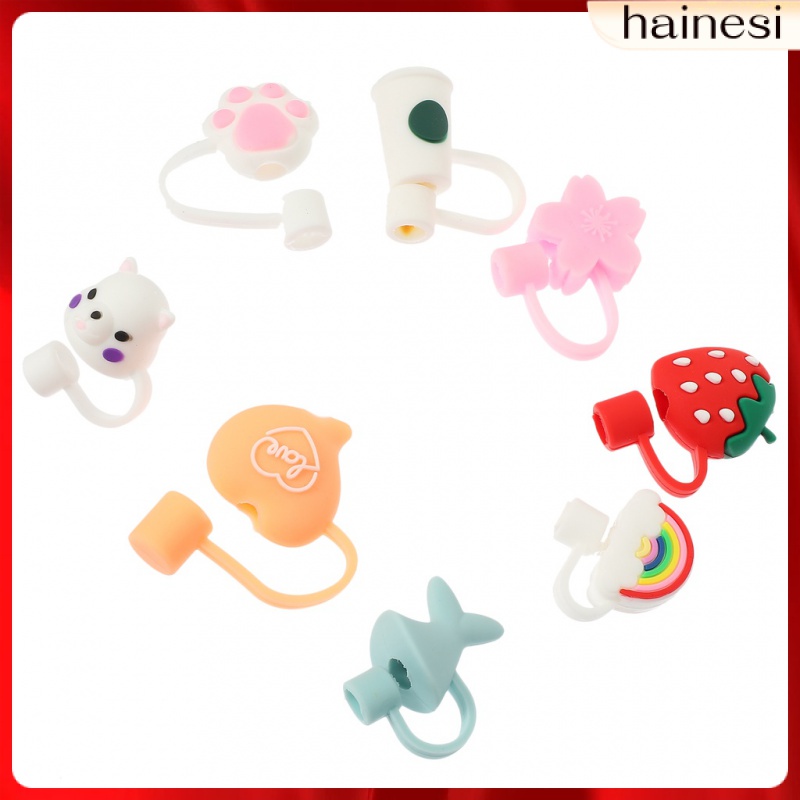 Set 8 Nắp Đậy Ống Hút Bằng Silicone Cao Su Mềm Cho Bé