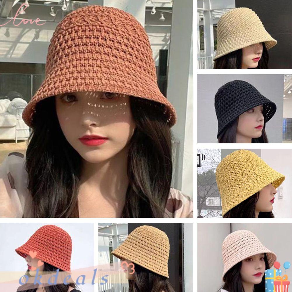 Mũ Bucket Dệt Tay Chống Nắng Có Thể Gập Lại Cho Mùa Hè
