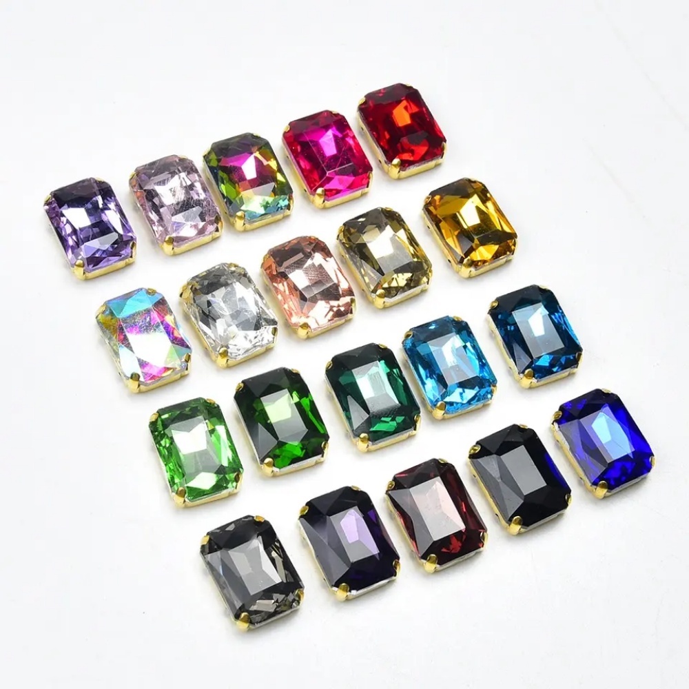 Miếng Lót Quần Áo Hình Bát Giác Đính Đá Pha Lê Lấp Lánh Thời Trang 10 * 14mm / 13 * 18mm