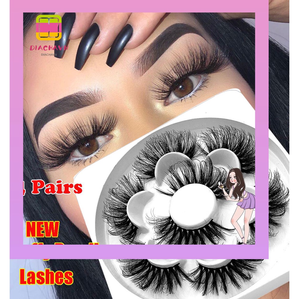 Set 4 Cặp Lông Mi Giả SKONHED Dày Và Dài Mềm Mại