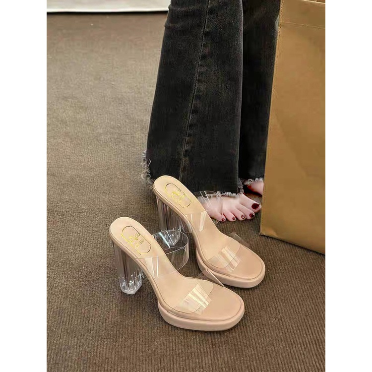 Giày Cao Gót Sandal Quai Trong Suốt Thời Trang 2023 Dành Cho Nữ