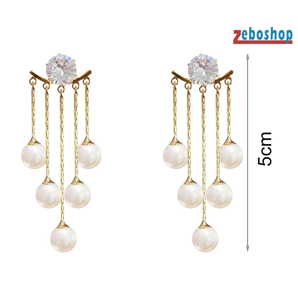 1 Cặp Bông Tai Ngọc Trai Giả Tua Rua Mạ Điện Lấp Lánh Thời Trang Đám Cưới