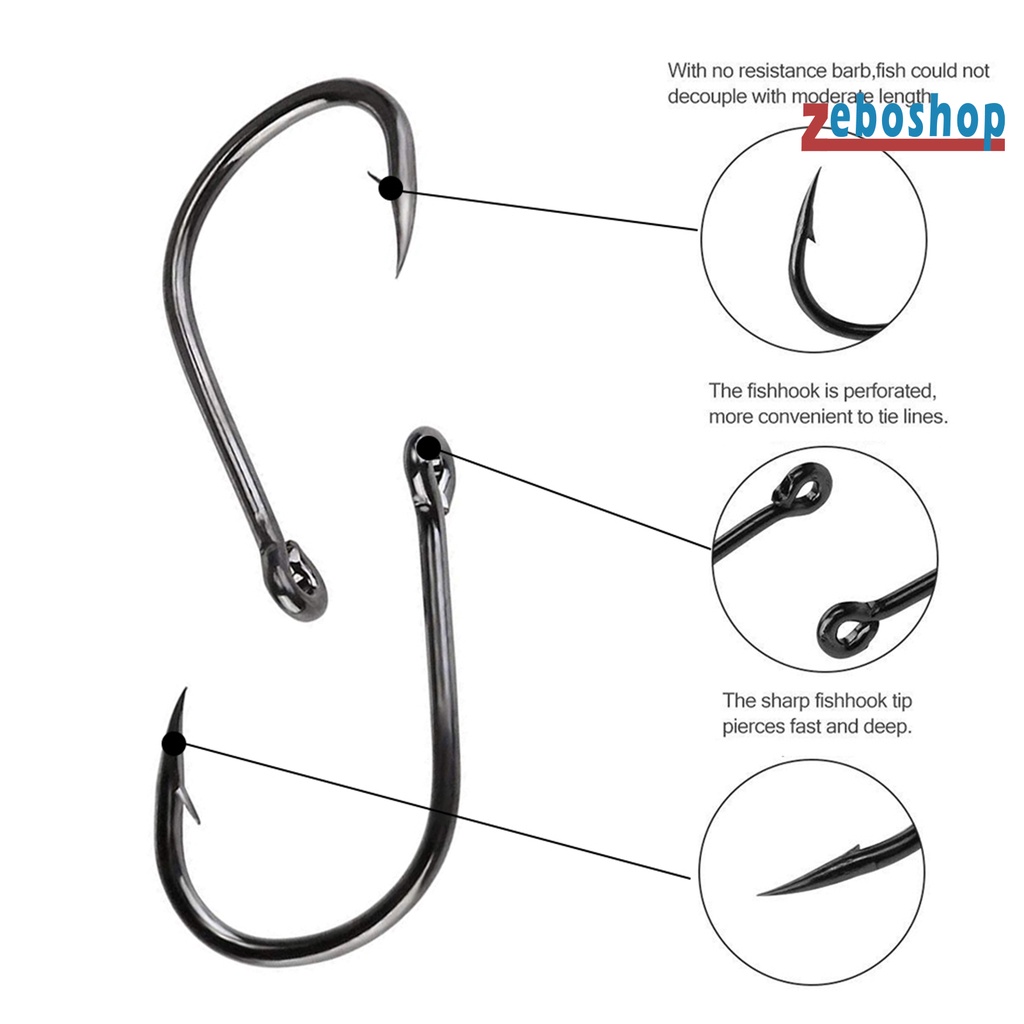 Set 100 Móc Câu Cá Hình Tròn Bằng Thép Carbon Sắc Bén Chắc Chắn