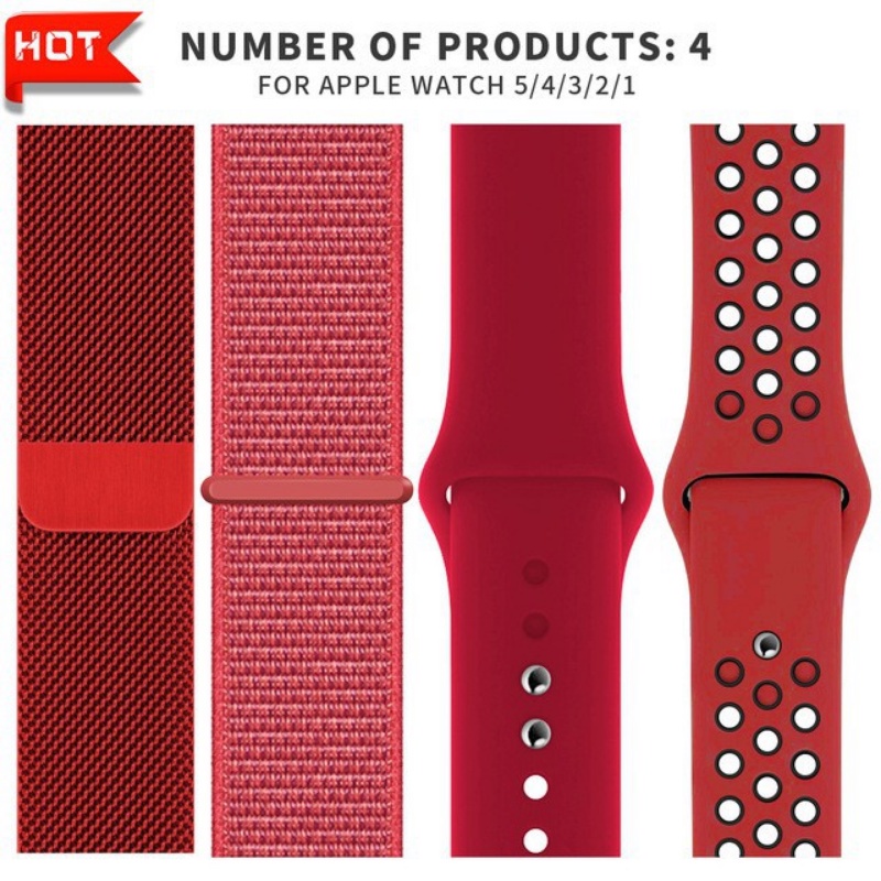 Bộ 4 Dây Đeo Silicone Cho Đồng Hồ Thông Minh Apple Watch Ultra Series 8 7 6 se5 4 3 2 40mm 44mm 45mm 41mm 42 38mm 49mm
