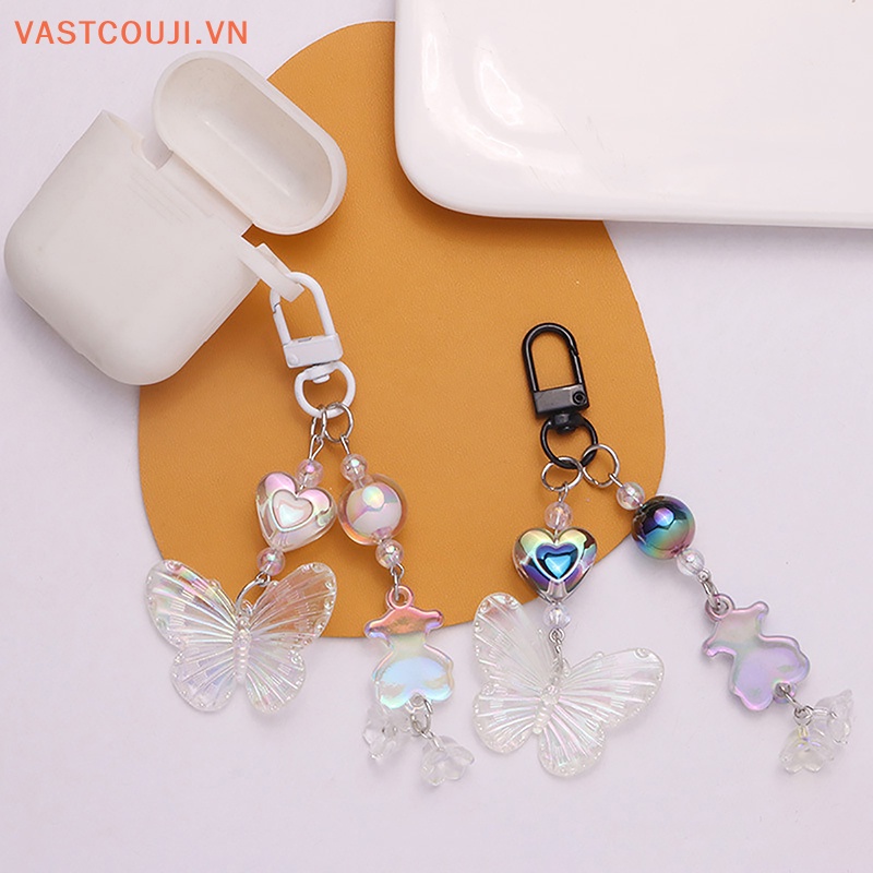 Móc Khóa Acrylic Màu Gradient Họa Tiết Bướm / Gấu Dễ Thương