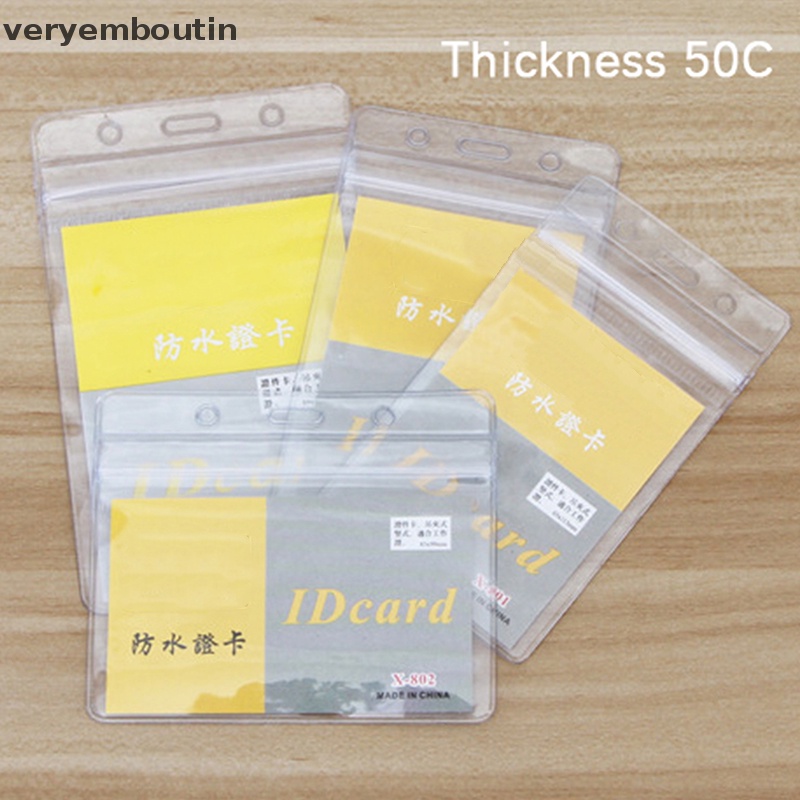 Set 10 Túi Đựng Thẻ ID / Thẻ ID Đeo Trước Ngực Mềm Bóng Trong Suốt Siêu Bền Chống Thấm Nước