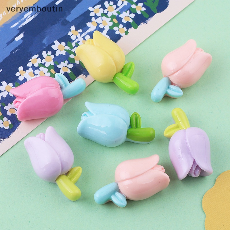 Bộ 10 Cái Ghim Cài Áo Hình Hoa Tulip Chất Liệu Resin Dễ Thương DIY