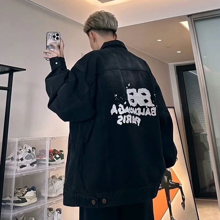 Áo Khoác denim In Họa Tiết Graffiti Hai B Màu Xanh Dương Phong Cách Đường Phố Cổ Điển Thời Trang Unisex Ba-N88Cia88-Trendleu6Yt