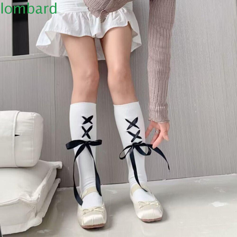 Tất Ống Lửng Thoáng Khí Thoải Mái Đính Nơ Thời Trang Phong Cách Lolita Nhật Bản