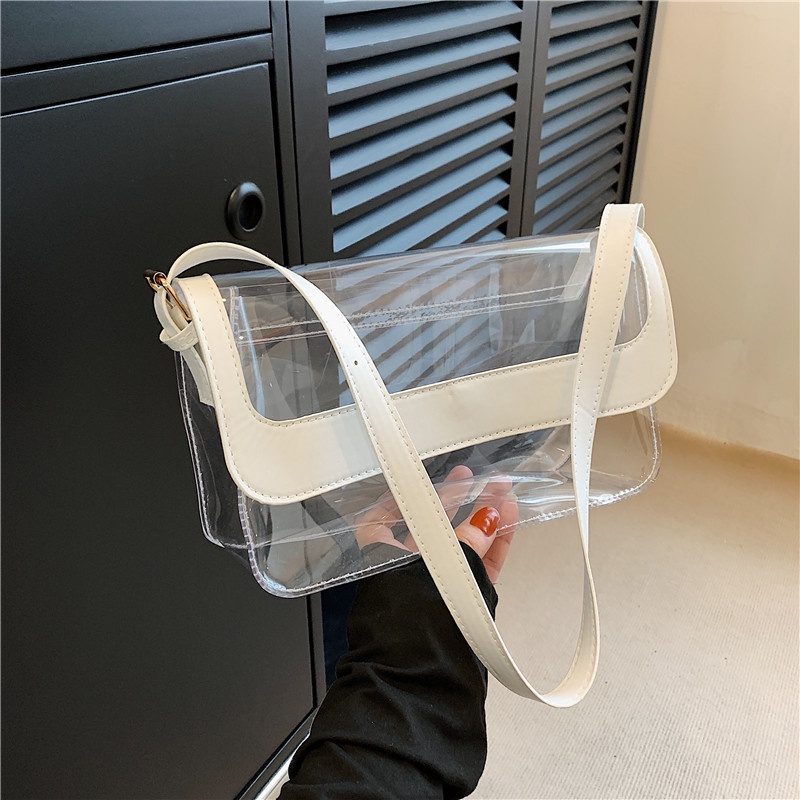 Túi Đeo Chéo Bằng PVC Chất Lượng Cao Màu Trơn Thời Trang Cho Nữ