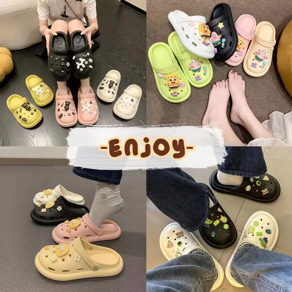 EnJoy (TO-BPS / TO-SWE / TO-STQ / TO-PIG) Giày Toe Trơn Slip-On Phong Cách Hoạt Hình Búp Bê