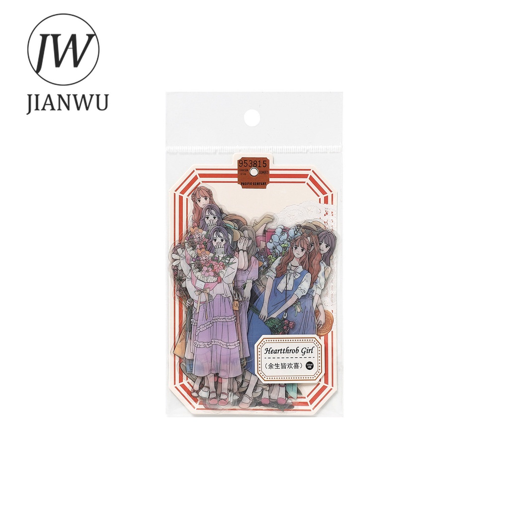 Bộ 30 Tấm Nhãn Dán PET Sơn Dầu Hình Cô Gái Xinh Xắn Trang Trí Sổ Tay DIY