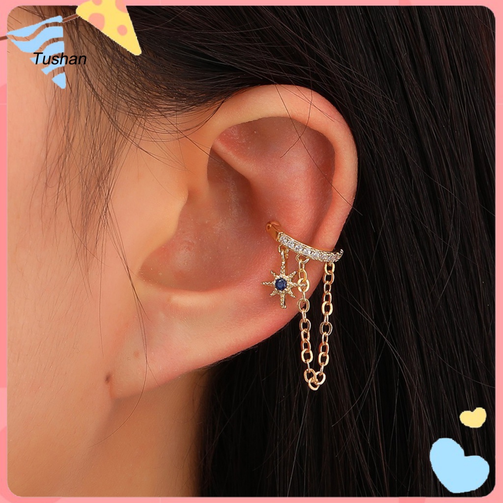 1 Khuyên Kẹp Vành Tai Bằng Đồng Không Cần Khoan Lỗ Thời Trang Dự Tiệc