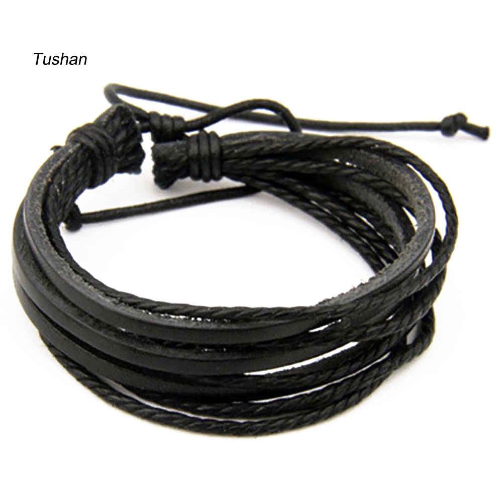 1 Vòng Tay Giả Da Nhiều Lớp Thời Trang Cho Nam Nữ