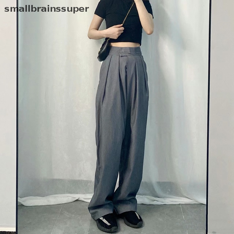 Quần Chiffon Ống Rộng Lưng Cao Xếp Ly Phong Cách Hàn Quốc Thời Trang Xuân Hè Cho Nữ