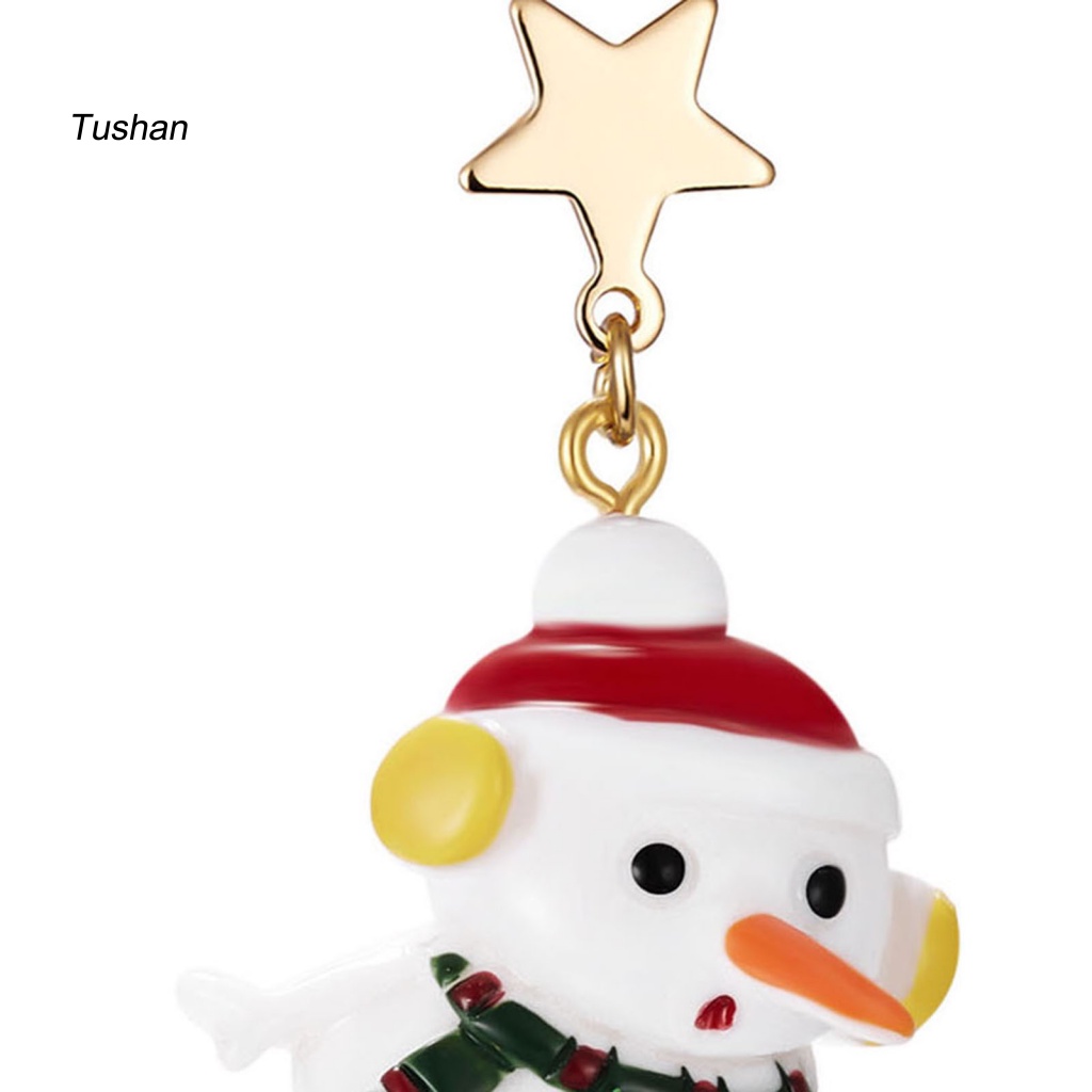 1 Đôi Bông Tai Hình Ông Già Noel / Cây Thông / Người Tuyết Dễ Phối Đồ Thời Trang Cho Nữ