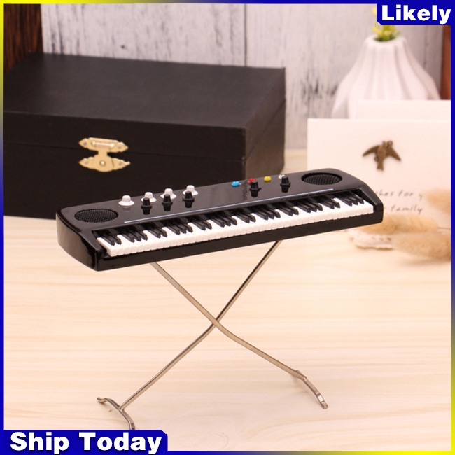 Đồ trang trí Đàn Organ Điện Mini Bằng Gỗ Dùng Trang Trí Nhà Búp Bê