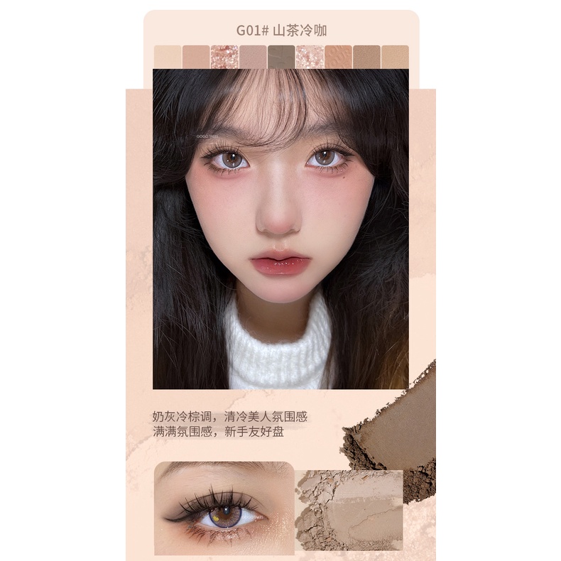 Bảng Phấn Mắt GOGO TALES Chín Màu Tông Đất Ngọc Trai