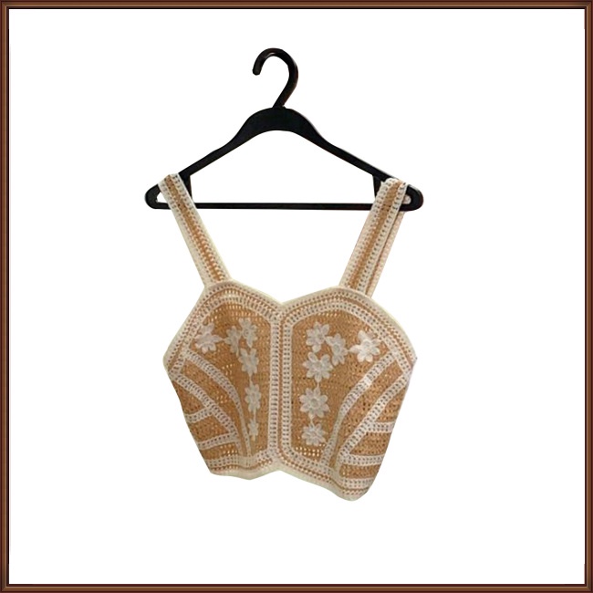 Áo Dây Sát Nách Vải Lụa Lạnh Thêu Họa Tiết Kiểu Retro Pháp Thời Trang Mùa Hè Cho Nữ