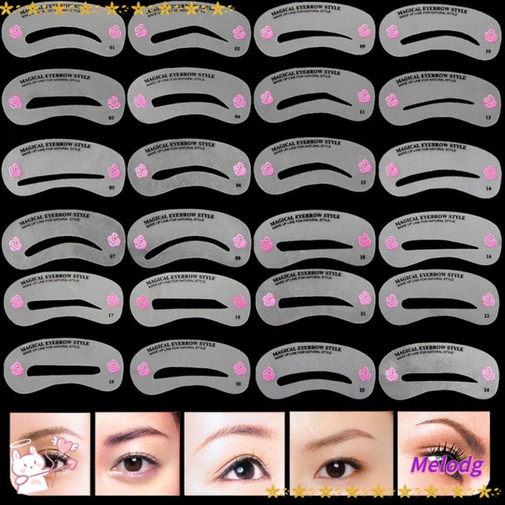 Set 24 Khuôn Hỗ Trợ Vẽ Lông Mày Dễ Sử Dụng
