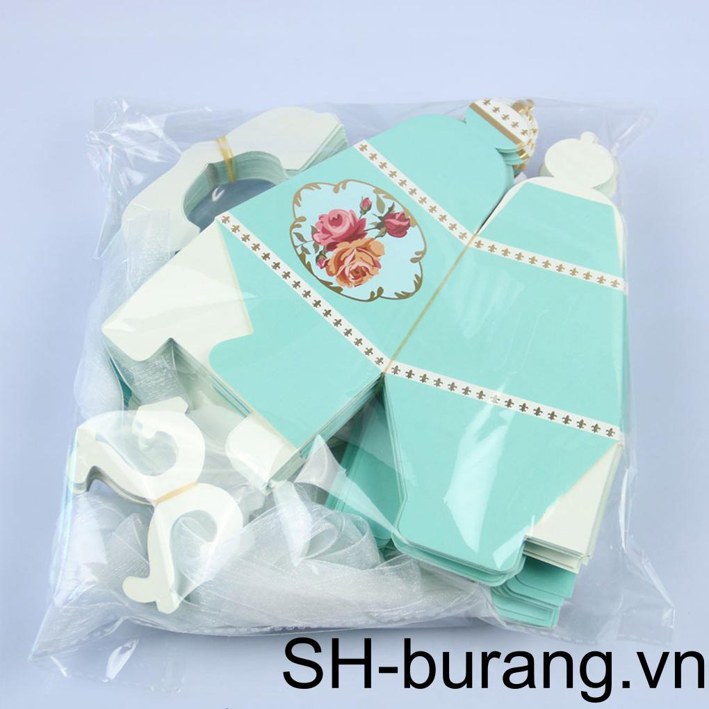 Bộ 50 Hộp Quà Đựng Kẹo Thắt Ruy Băng Trang Trí Tiệc Cưới