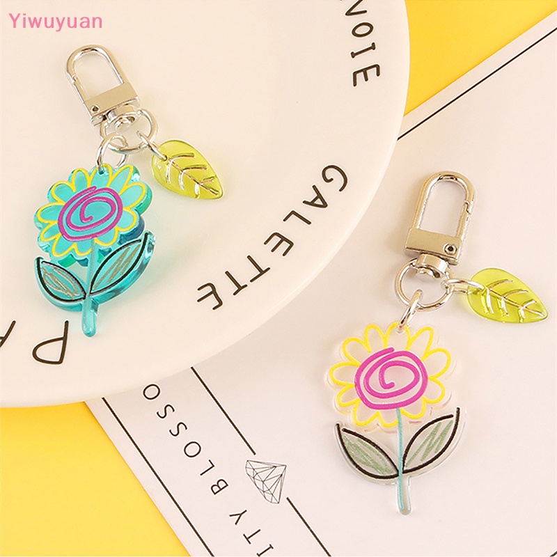 < Yiwuyuan > Móc Khóa Ba Lô Acrylic Trong Suốt Hình Hoa Hướng Dương Đáng Yêu Mới