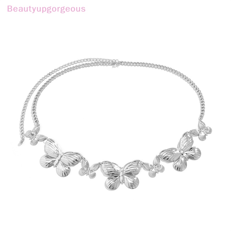 [Beautyupgorgeous] Dây Xích Đeo Hông Bằng Kim Loại Hình Bướm Lớn Phong Cách Punk Đơn Giản Cho Nữ