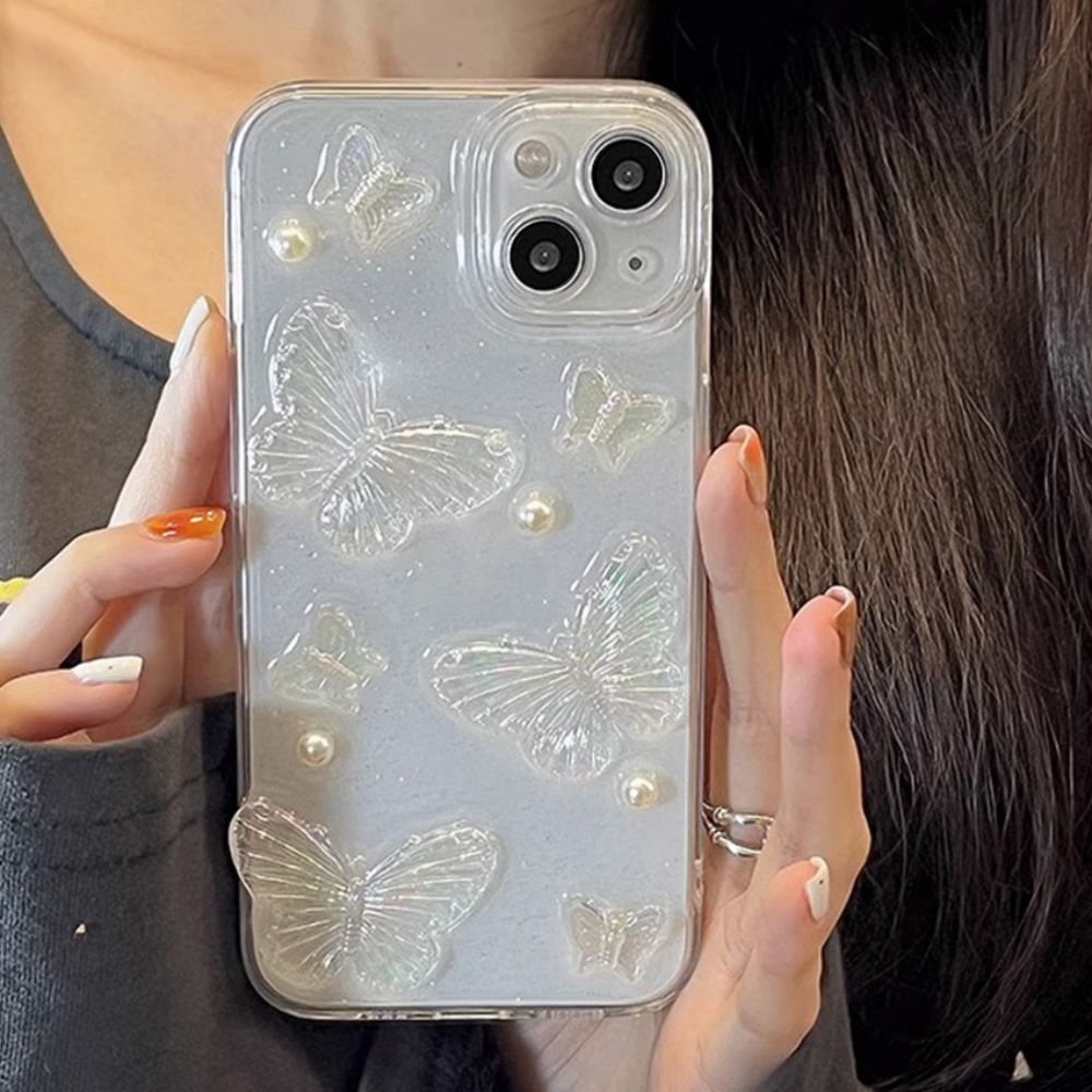 Ốp Điện Thoại TPU Mềm Chống Trượt Chống Sốc In Hình Bướm Cho IPhone 11 14 13 12 Pro Max XR XS Max 7 8 Plus