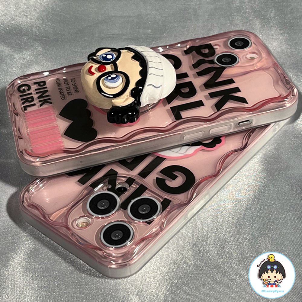 Ốp Điện Thoại TPU Dẻo Họa Tiết Hoạt Hình Cô Gái Đeo Kính Kèm Giá Đỡ Chống Sốc Cho IPhone 11 IPhone 14 13 12 Pro Max