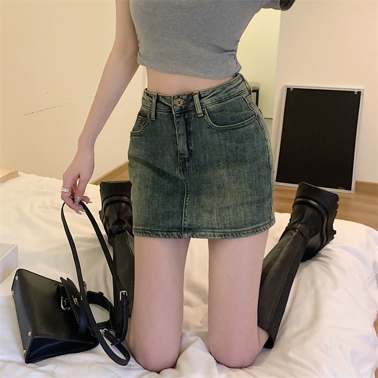 Chân váy Chân váy jean Chân Váy Bò váy nữ Chân Váy Chữ A set váy 2023 New Style MA3118