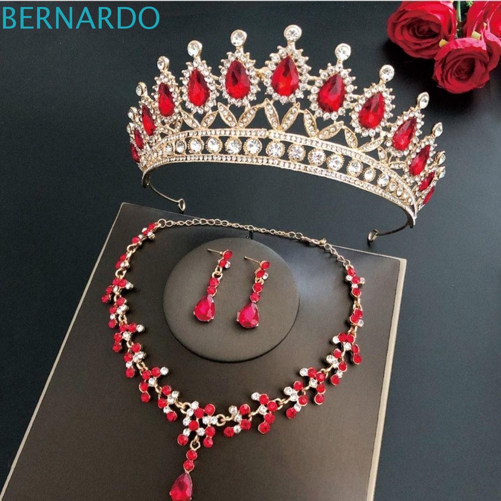 Bộ Vòng cổ + Bông Tai Hình Vương Miện Đính Đá Lấp Lánh Sang Trọng Cho Nữ