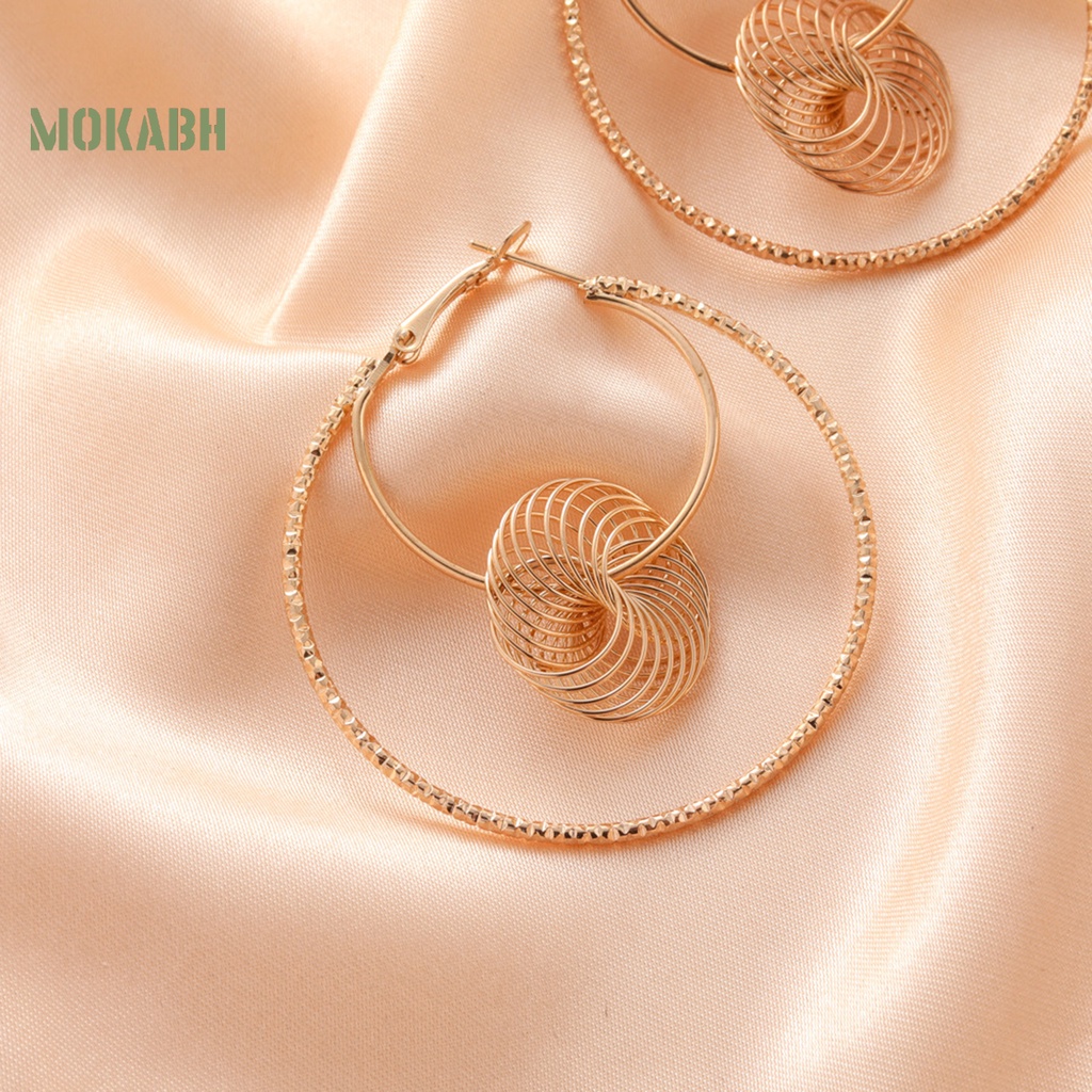 1 Đôi Bông Tai Tròn Hai Lớp Bằng Kim Loại Thời Trang