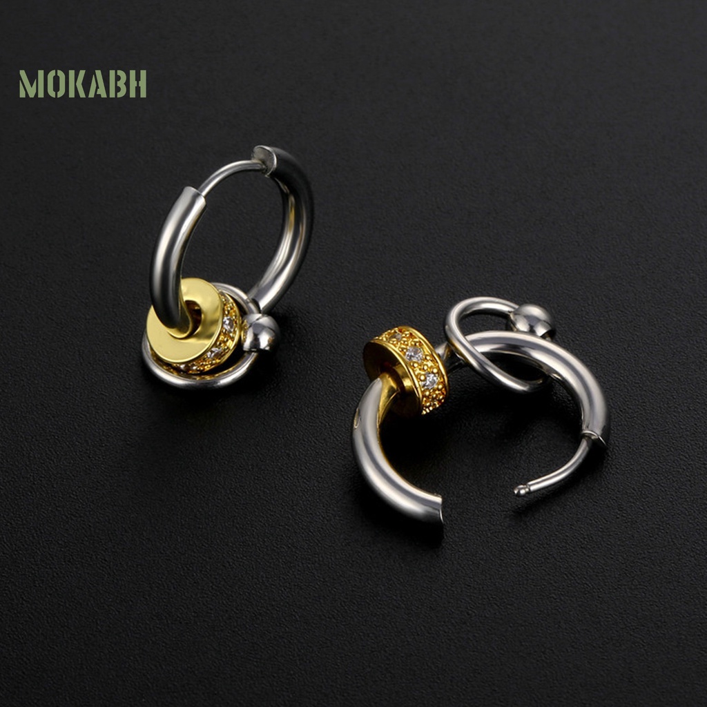 1 Khuyên Tai Thép Titan Nhiều Lớp Phong Cách Hip Hop Đơn Giản Thời Trang