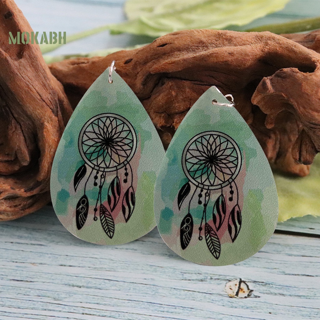 1 Đôi Bông Tai Hình Giọt Nước Nhuộm Giả Da Thời Trang