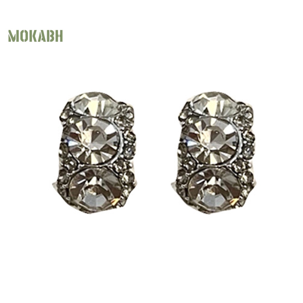 1 Đôi Bông Tai Hợp Kim Hình Chữ C Đính Đá Lấp Lánh Sang Trọng