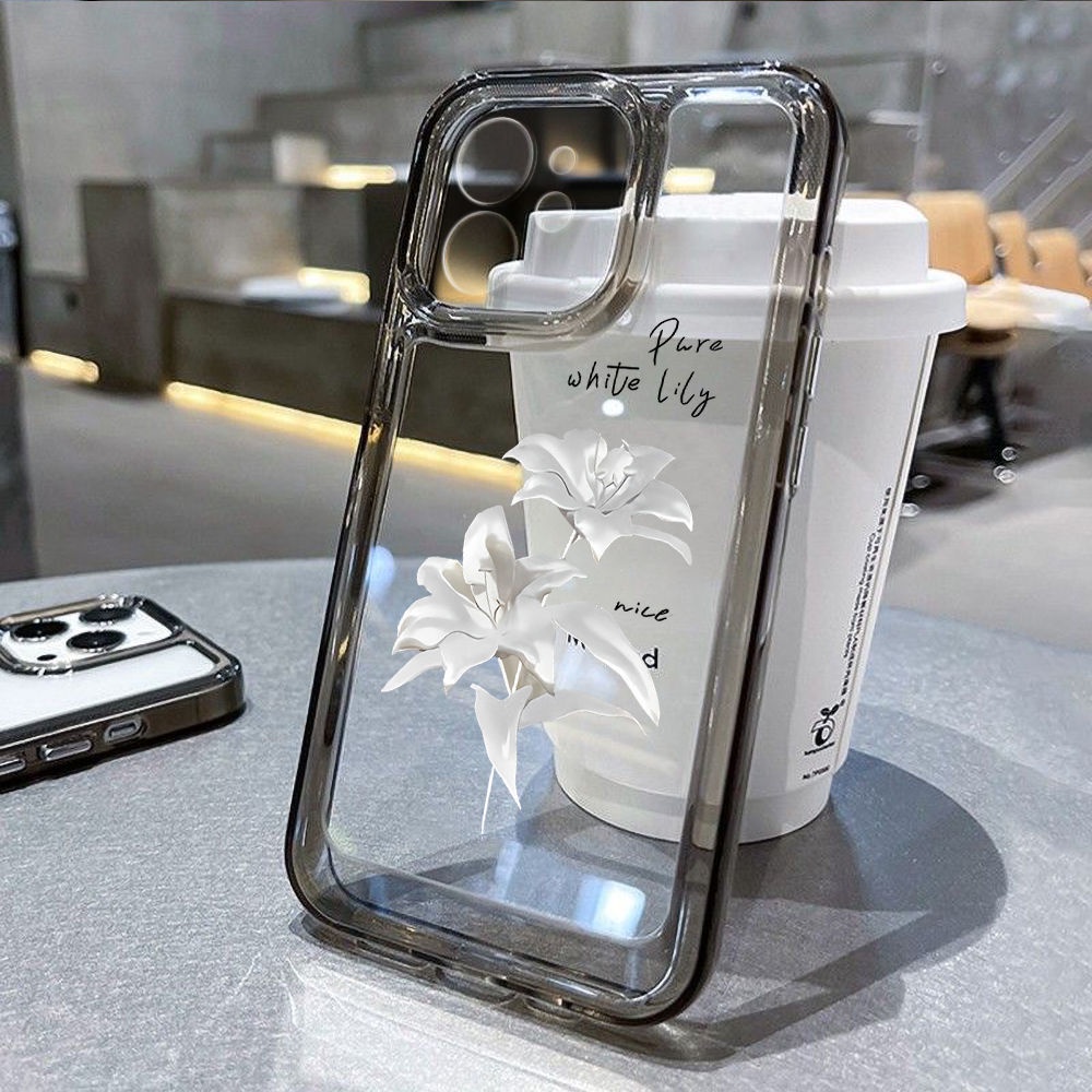 Ốp Điện Thoại TPU Mềm Chống Sốc Hình Hoa Lily Cho iphone 14 pro max 11 Promax 11 12 / 13 / 6 / 7 / 8plus / X max