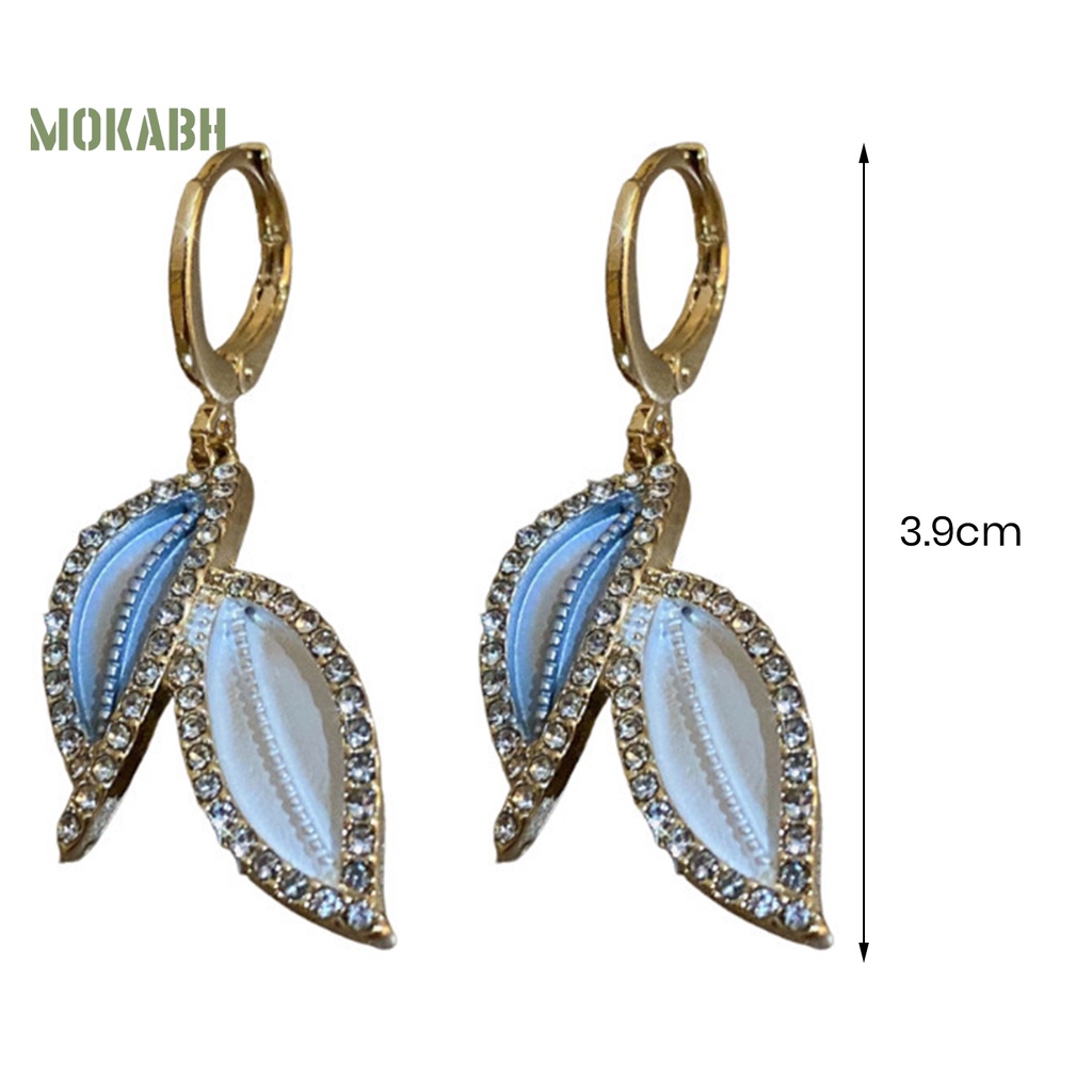 1 Đôi Bông Tai Hình Chiếc Lá Đính Đá Sang Trọng Dành Cho Nữ
