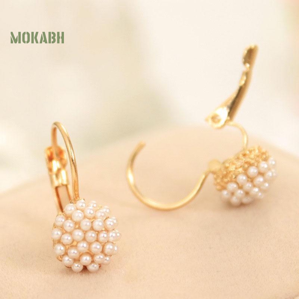 Bông Tai Tròn Đính Ngọc Trai Giả Thời Trang Dành Cho Nữ