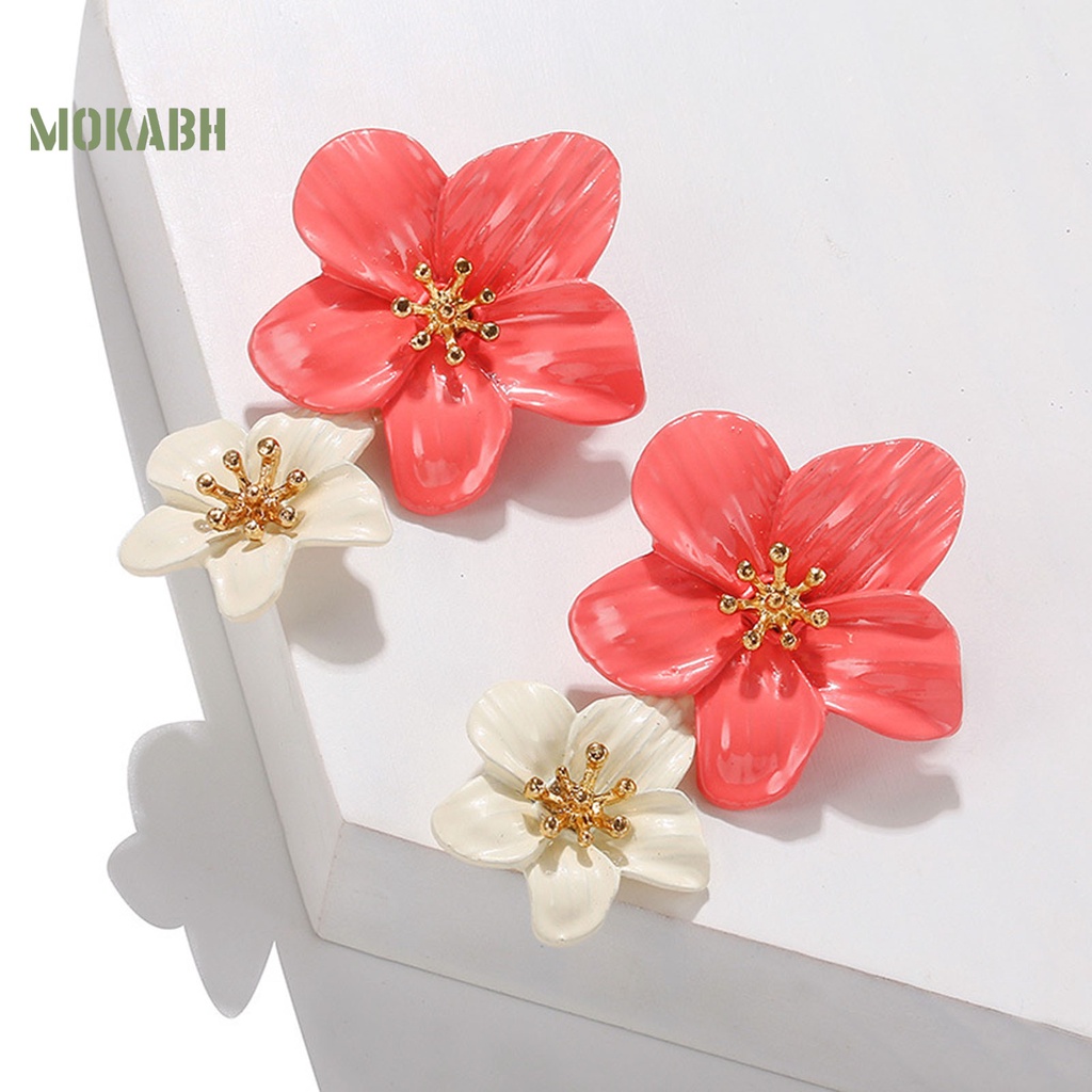 1 Đôi Bông Tai Hình Hoa Hai Lớp Không Gây Dị Ứng Thiết Kế Tinh Tế Thời Trang Dự Tiệc Cho Nữ