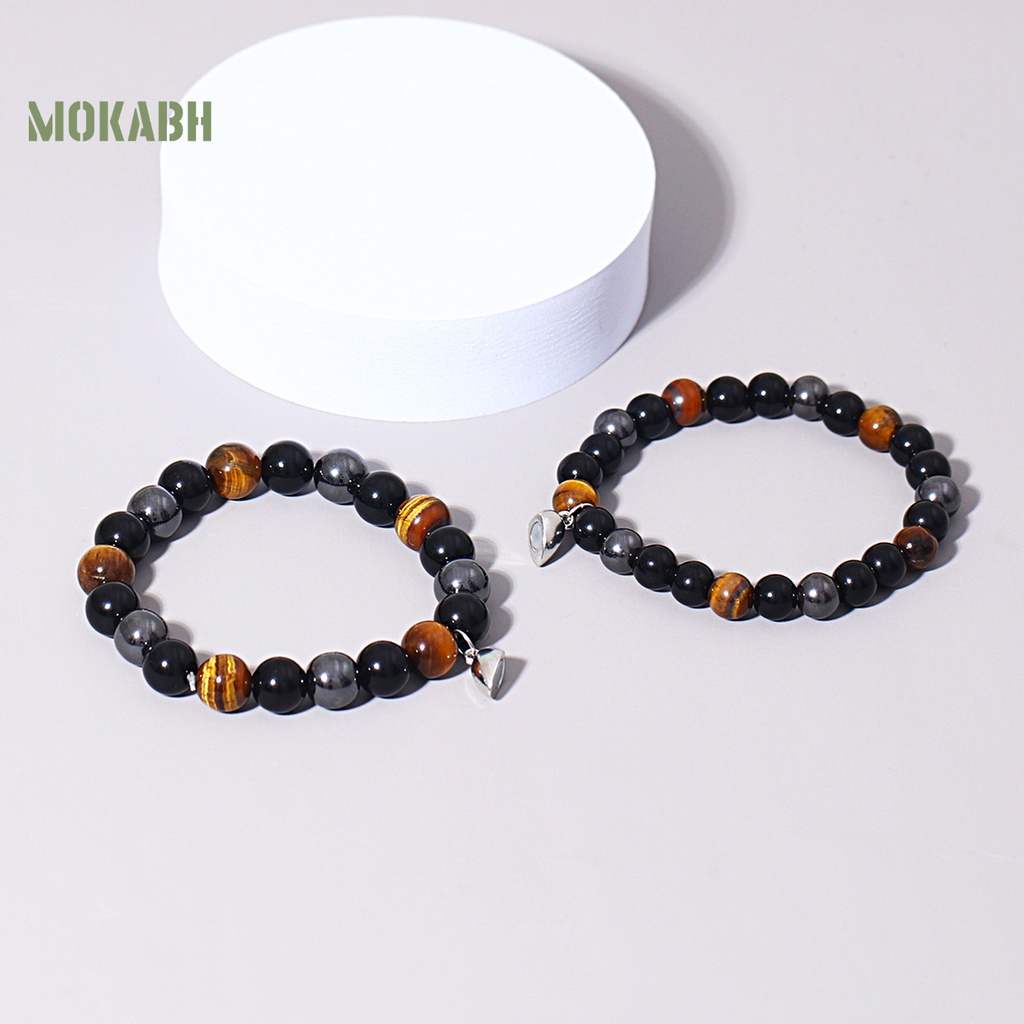 1 Cặp Vòng Tay Chuỗi Hạt Đá Mắt Hổ 3 Màu Thời Trang