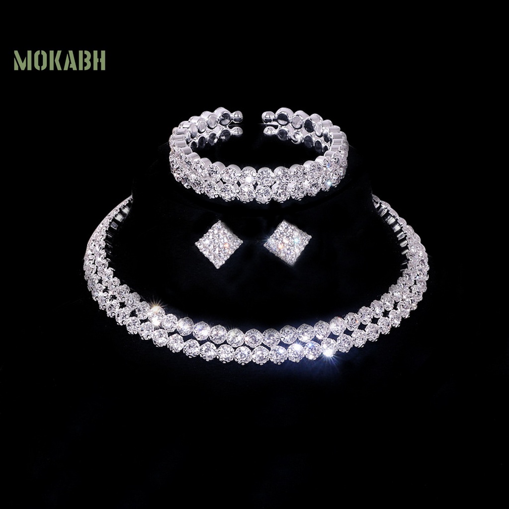 1 Bộ Trang Sức Đính Đá Nhân Tạo Thanh Lịch Cho Nữ