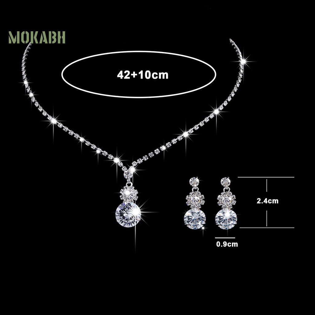 1 Bộ Vòng cổ + Bông Tai Đính Đá Zircon Thời Trang Cho Nữ