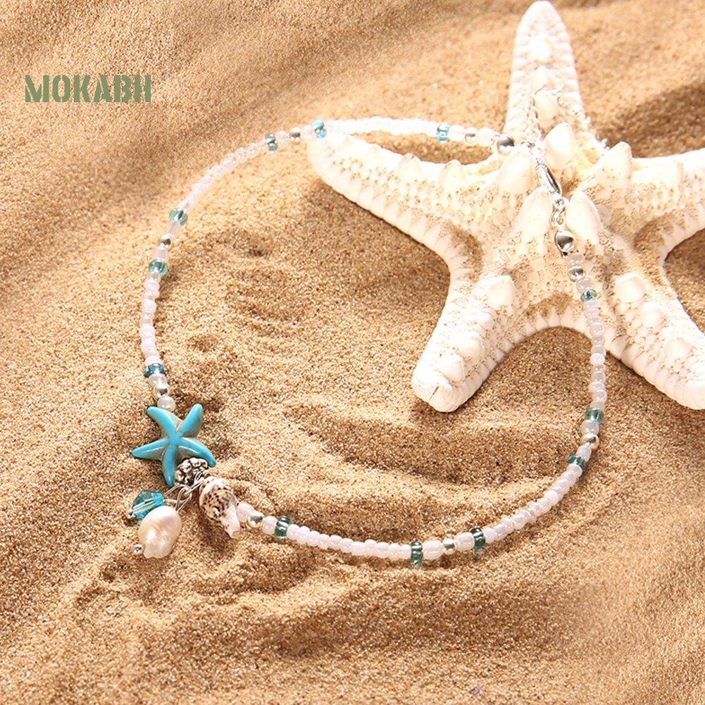 Lắc Chân Chuỗi Hạt Hình Sao Biển Phong Cách Boho Thời Trang Cho Nữ