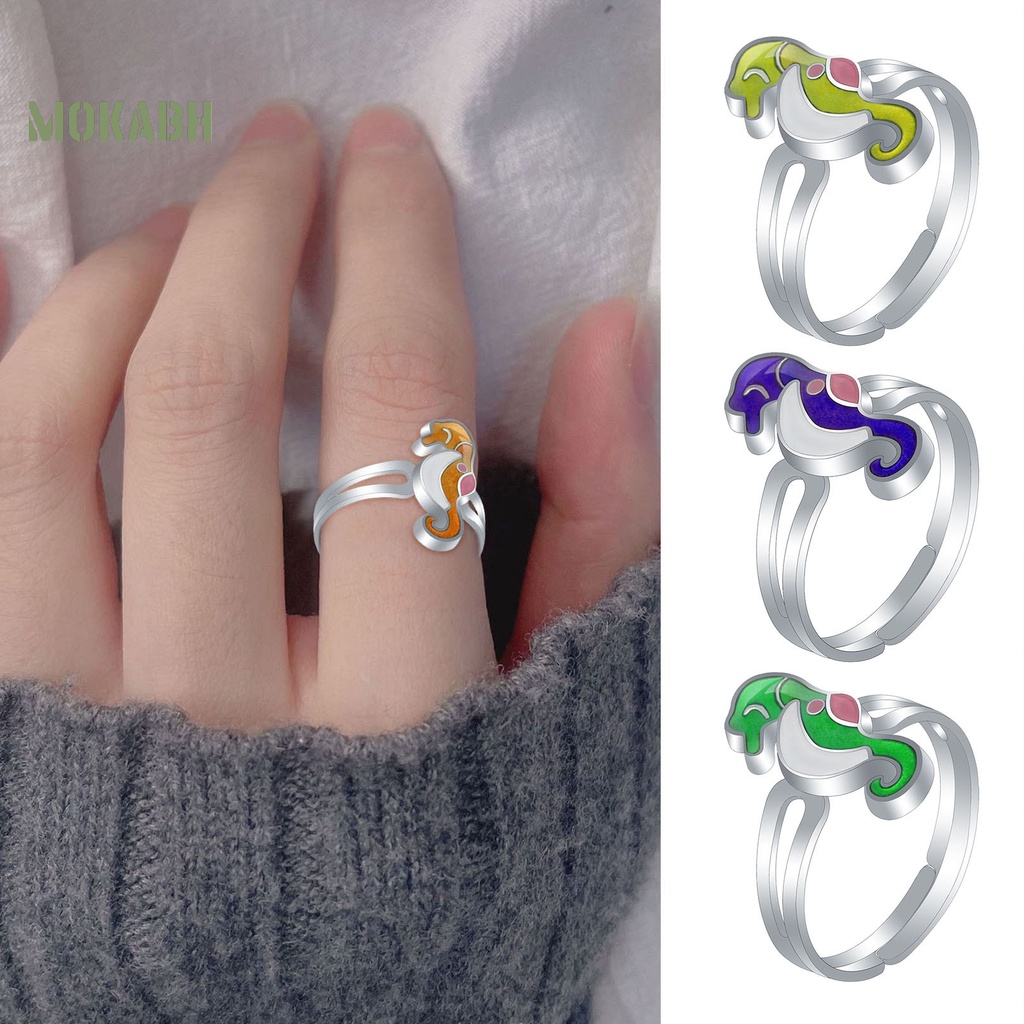 Nhẫn Hình Cá Ngựa Thay Đổi Màu Sắc Theo Tâm Trạng Thời Trang Cho Nữ