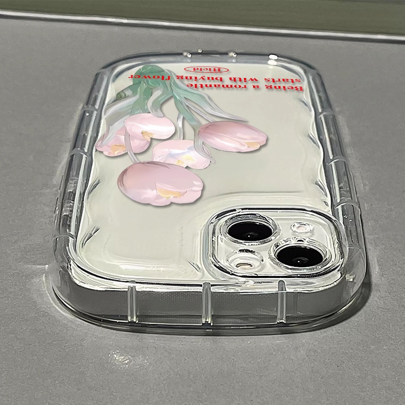 Ốp Điện Thoại TPU Silicone Mềm Trong Suốt Chống Sốc In Hình Hoa Tulip Cho IPhone 13 14 11 12 Pro XS Max X XR 7 + 8 Plus