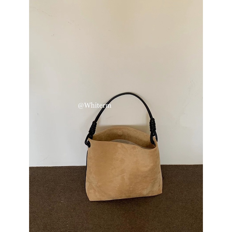 Túi Xách Da Lộn Cỡ Lớn Màu Sắc Tương Phản Phong Cách Hàn Quốc Thời Trang Thu Đông Cho Nữ