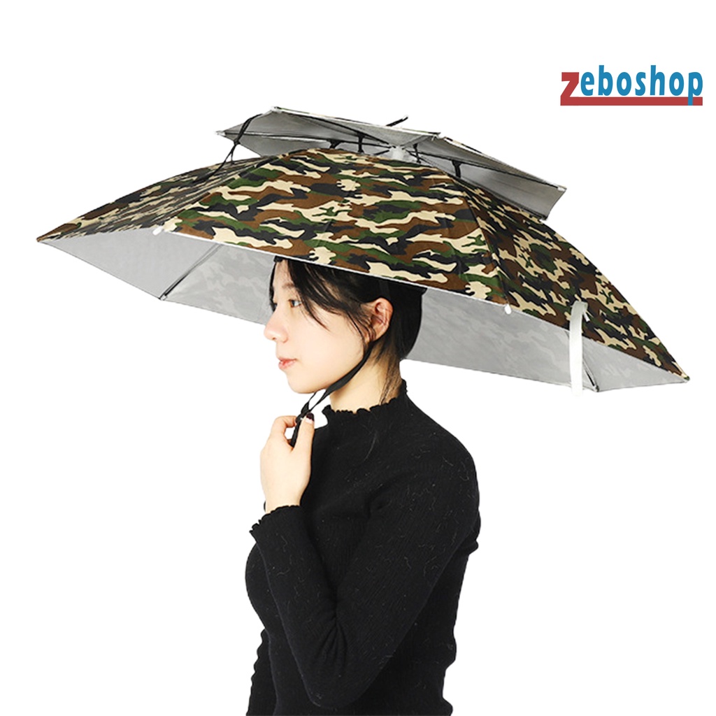 Dù Chống Nắng Hai Lớp 77cm Có Dây Đeo Co Giãn Tiện Dụng