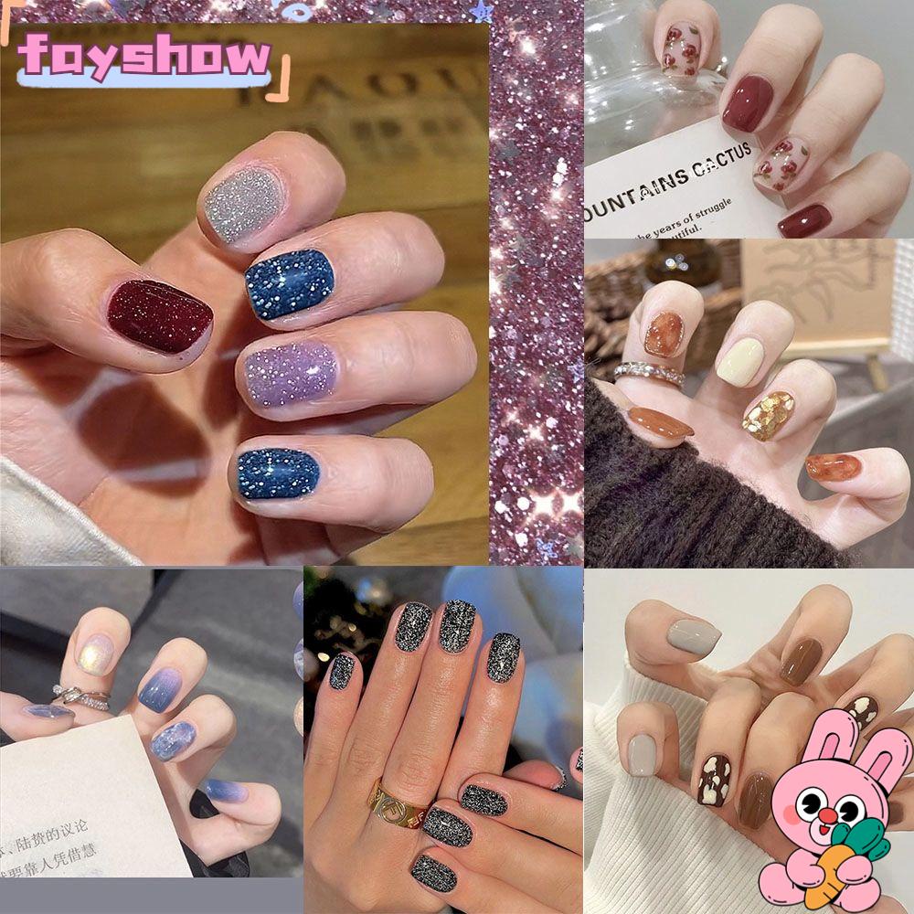 Hộp 24 Móng Tay Giả Đầu Tròn / Vuông / Trái Tim / Nơ Xinh Xắn